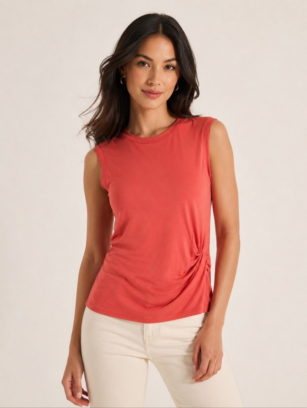 ❤ BCBGMAXAZRIA BUTTERY SOFT SIDE SCRUNCH TANK TOP, XS
